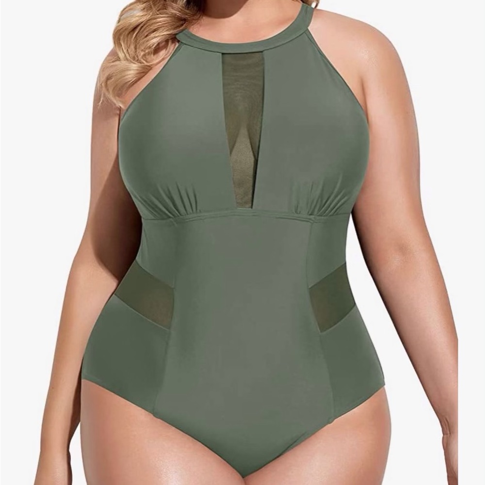 WeVswe Women Plus Size One Piece Swimsuits Tummy RetroVintage  BathingSwimwear